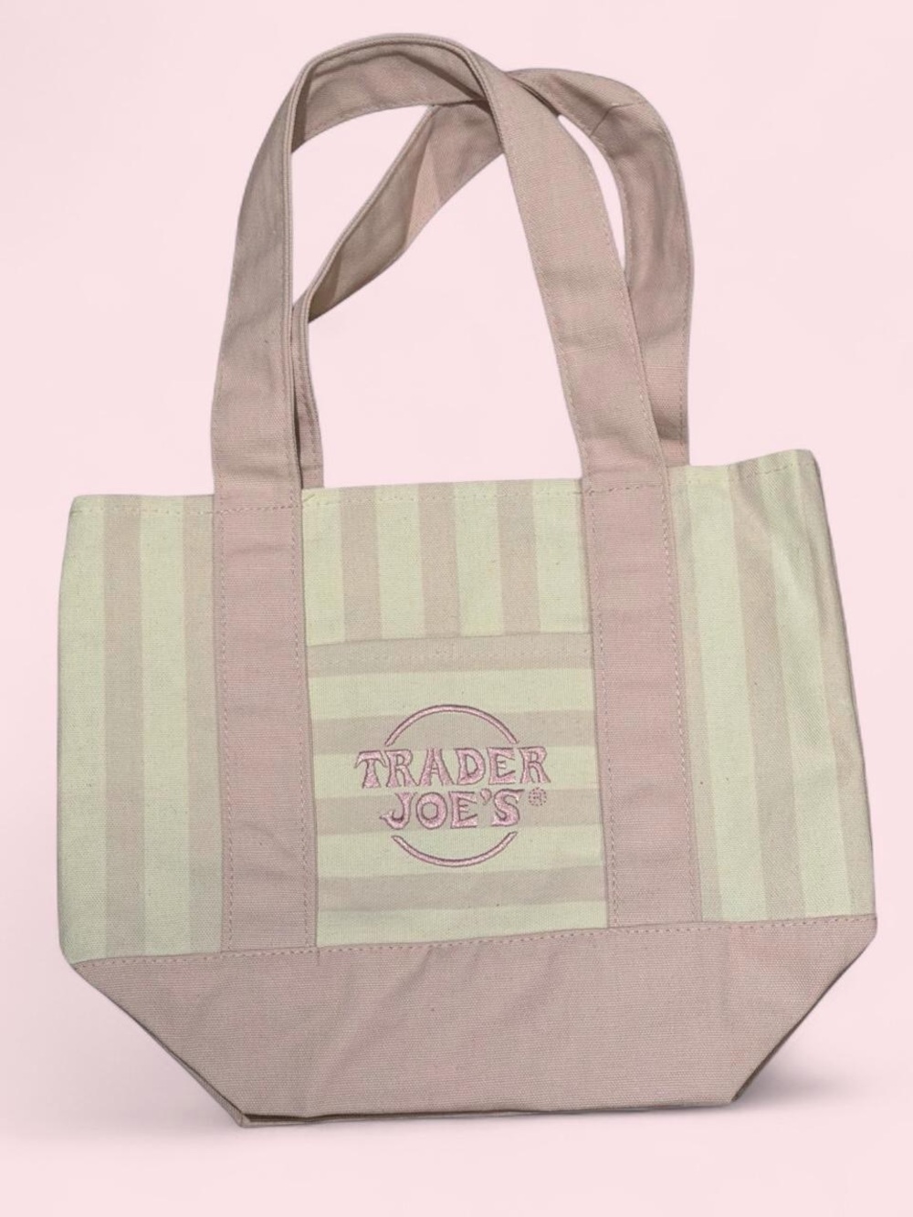 Trader Joe's Pink Stripe Canvas Tote